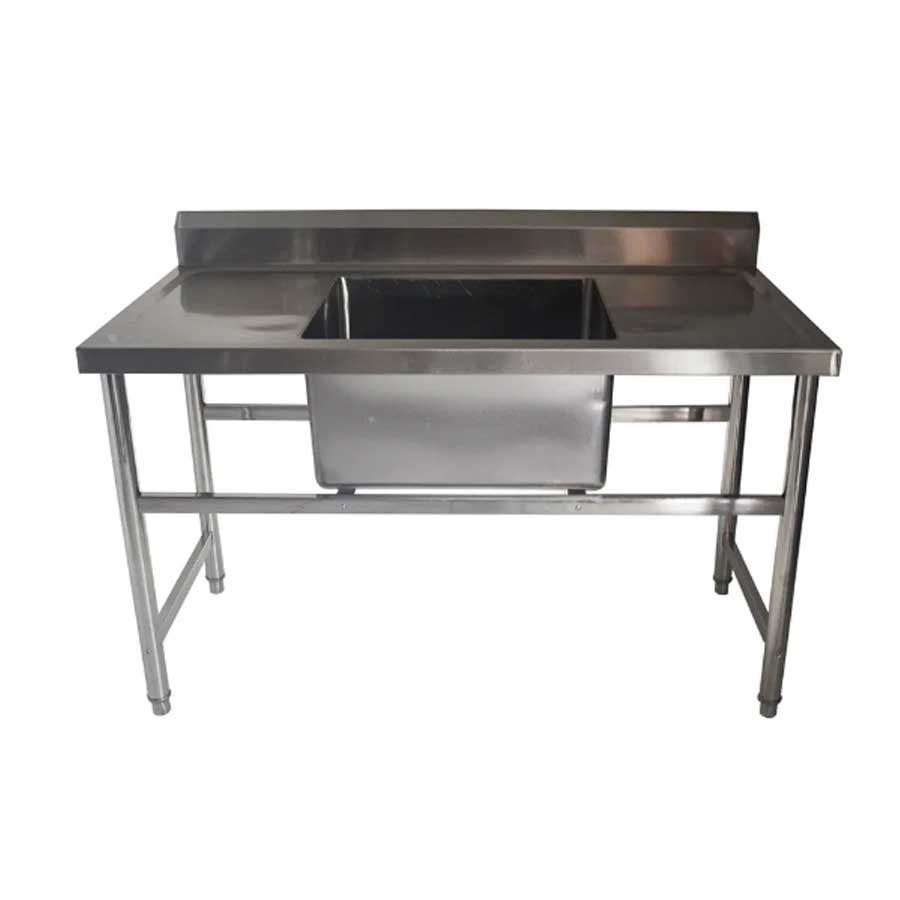 Pia de Inox 150x70x85cm com 1 Tanque Central de 60x50x35cm SKDXM1570L FrigoPro